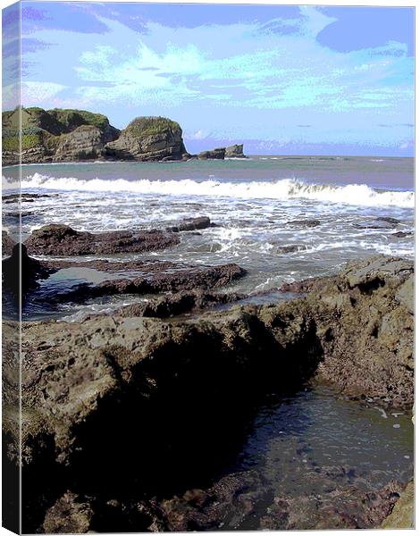 Rocks, Sea and Sky Canvas Print by james balzano, jr.