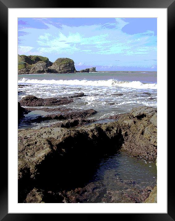 Rocks, Sea and Sky Framed Mounted Print by james balzano, jr.