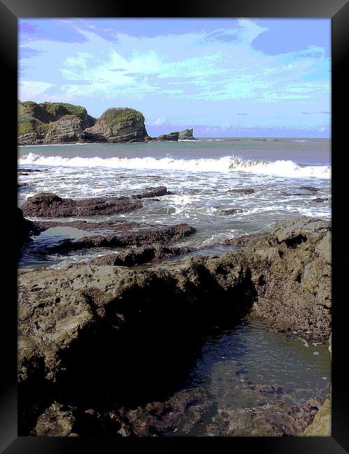 Rocks, Sea and Sky Framed Print by james balzano, jr.