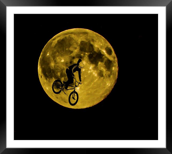 BMX Moon Rider Framed Mounted Print by Dawn O'Connor