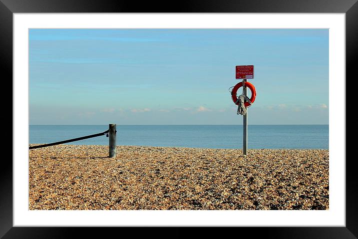 Greatstone Beach, Red Lifebuoy. Framed Mounted Print by Robert Cane