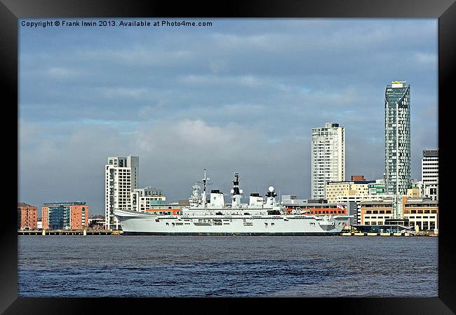 HMS Illustrious berthed in Liverpool Framed Print by Frank Irwin