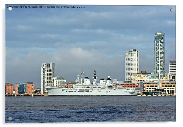 HMS Illustrious berthed in Liverpool Acrylic by Frank Irwin
