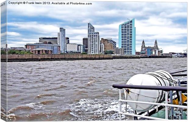 Liverpools northern Waterfront viewed from a Ferry Canvas Print by Frank Irwin