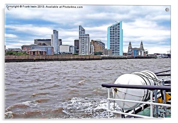 Liverpools northern Waterfront viewed from a Ferry Acrylic by Frank Irwin