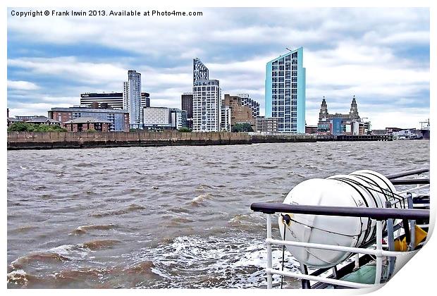 Liverpools northern Waterfront viewed from a Ferry Print by Frank Irwin