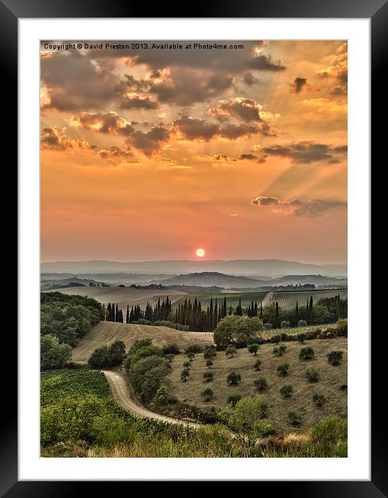 Tuscan Sunset Framed Mounted Print by David Preston