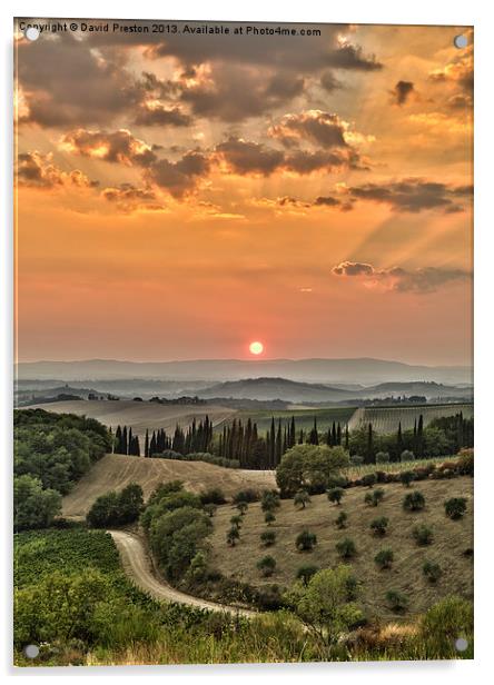 Tuscan Sunset Acrylic by David Preston