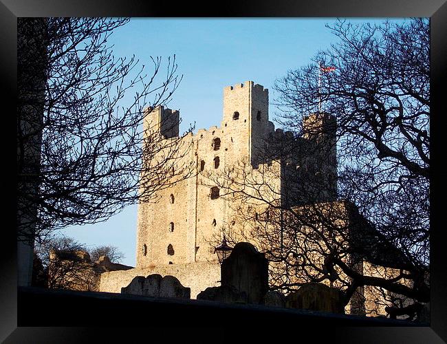 Rochester Castle In The Sun Framed Print by Tim Smith