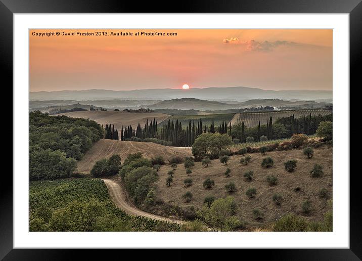 Tuscan Sunset Framed Mounted Print by David Preston