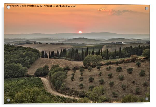 Tuscan Sunset Acrylic by David Preston