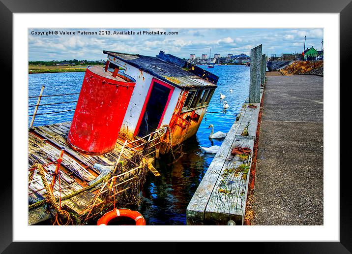 Shipwreck on Irvine Harbour Framed Mounted Print by Valerie Paterson