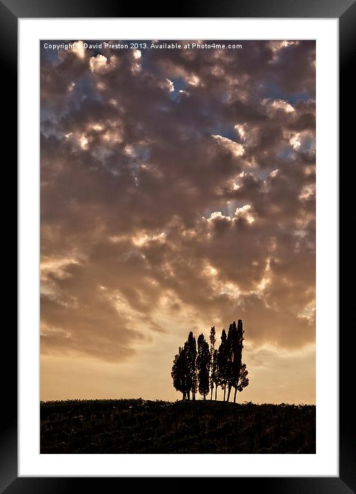 Sunset over Tuscany Framed Mounted Print by David Preston