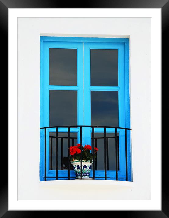 Blue Window Framed Mounted Print by Fee Easton