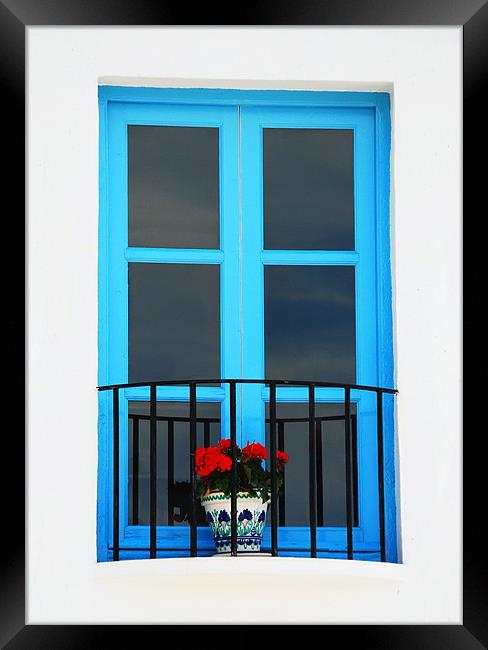 Blue Window Framed Print by Fee Easton