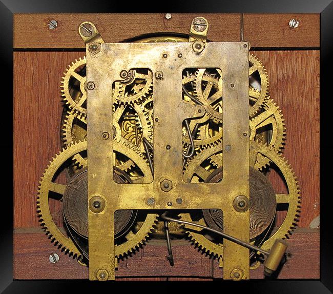 Brass clock works Framed Print by Don Brady