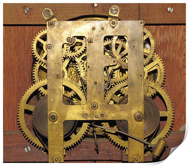 Brass clock works Print by Don Brady