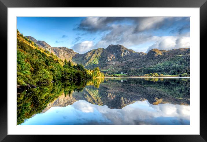 Mountain Reflections Crafnant Lake Framed Mounted Print by Adrian Evans