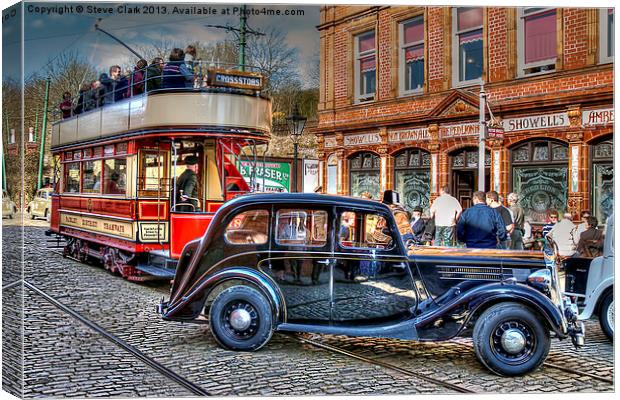 Paisley Tram and Wolseley 18 Canvas Print by Steve H Clark