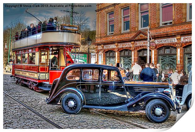 Paisley Tram and Wolseley 18 Print by Steve H Clark