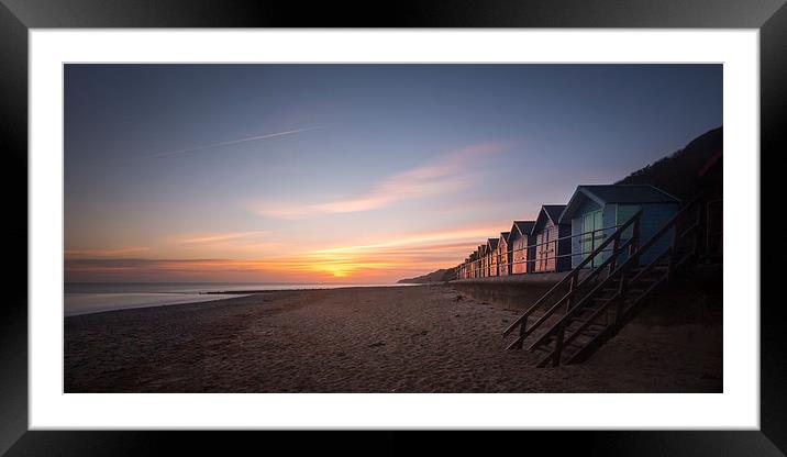 Beach Huts at Dawn Framed Mounted Print by Simon Wrigglesworth