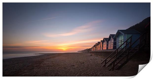 Beach Huts at Dawn Print by Simon Wrigglesworth