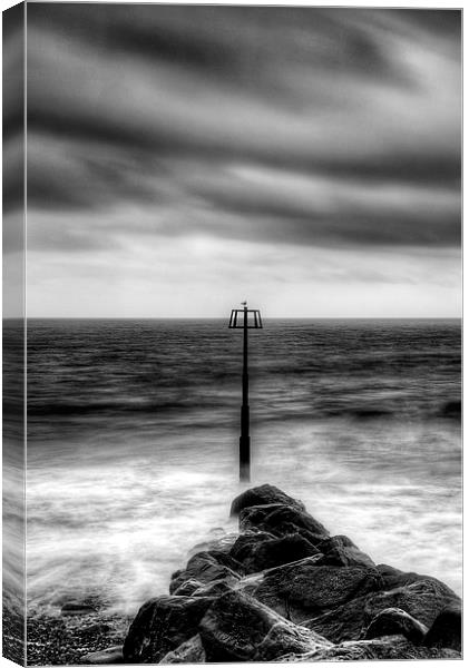 Amroth Beach Black and White Canvas Print by Simon West