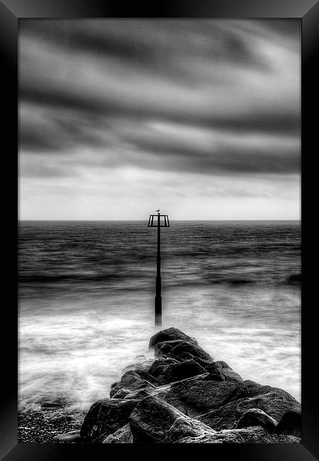 Amroth Beach Black and White Framed Print by Simon West