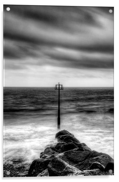 Amroth Beach Black and White Acrylic by Simon West