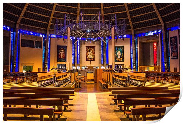 Liverpool Metropolitan Cathedral Interior Print by Paul Madden