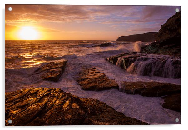 SUnset at Trebarwith Acrylic by Thomas Schaeffer