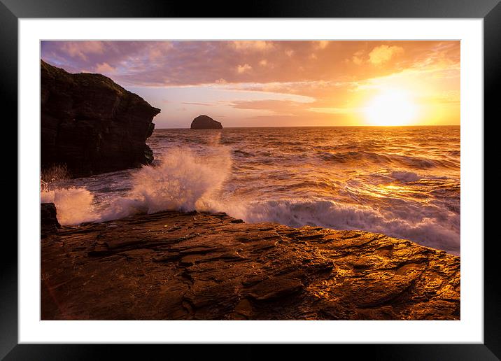 SUnset at Trebarwith Framed Mounted Print by Thomas Schaeffer