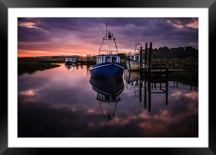 Thornham boats at dawn Framed Mounted Print by Tristan Morphew