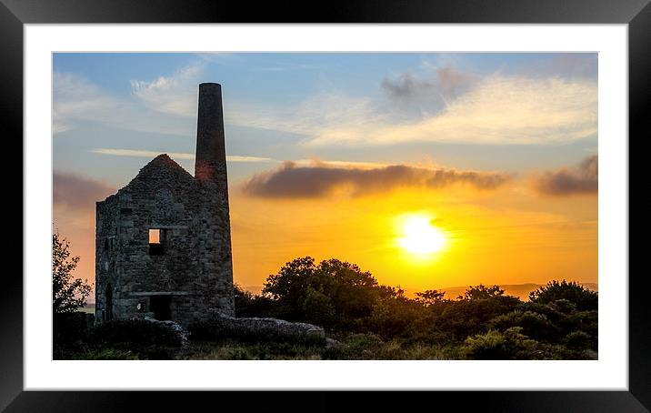 Cornish tin mine at sunset Framed Mounted Print by Oxon Images