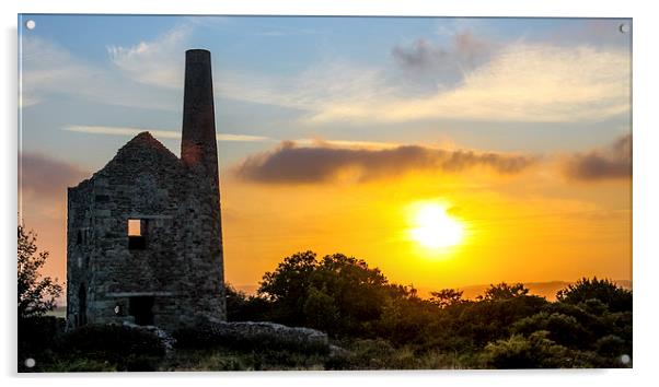 Cornish tin mine at sunset Acrylic by Oxon Images