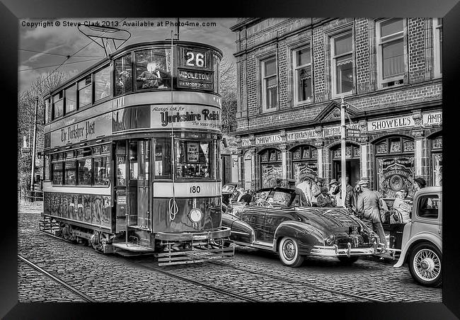 Middleton Tram - Black and White Framed Print by Steve H Clark