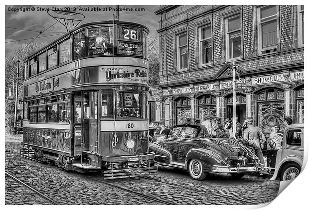 Middleton Tram - Black and White Print by Steve H Clark