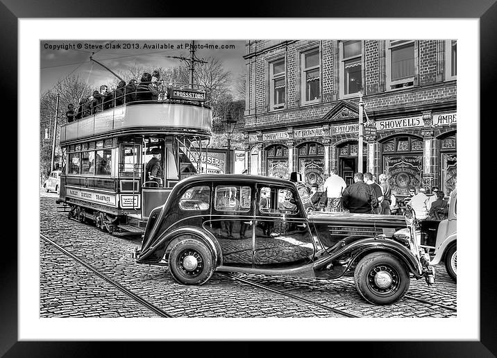 Paisley District Tram - Black and White Framed Mounted Print by Steve H Clark