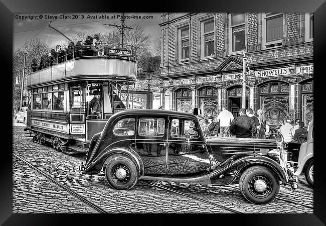 Paisley District Tram - Black and White Framed Print by Steve H Clark