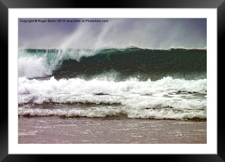 Surf Wave 1 Framed Mounted Print by Roger Butler