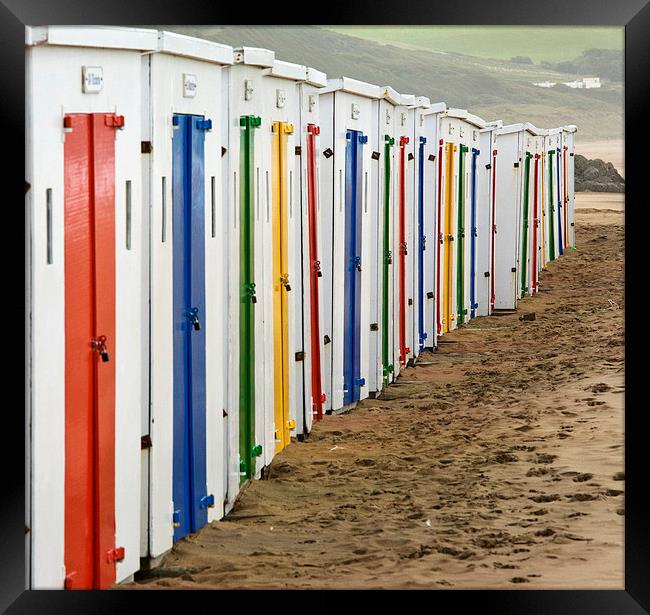 Woolacombe beach huts north Devon Framed Print by Tony Bates