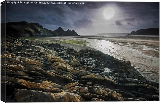 Three Cliffs Bay Swansea Canvas Print by Leighton Collins