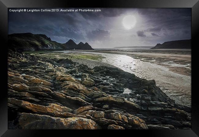 Three Cliffs Bay Swansea Framed Print by Leighton Collins