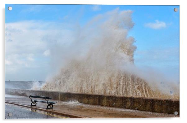 Big waves on Hunstanton seafront Acrylic by Gary Pearson