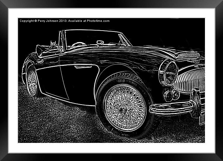 Black & White Healey Framed Mounted Print by Perry Johnson
