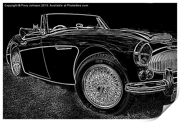 Black & White Healey Print by Perry Johnson