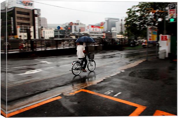 cyclist in rain Canvas Print by david harding