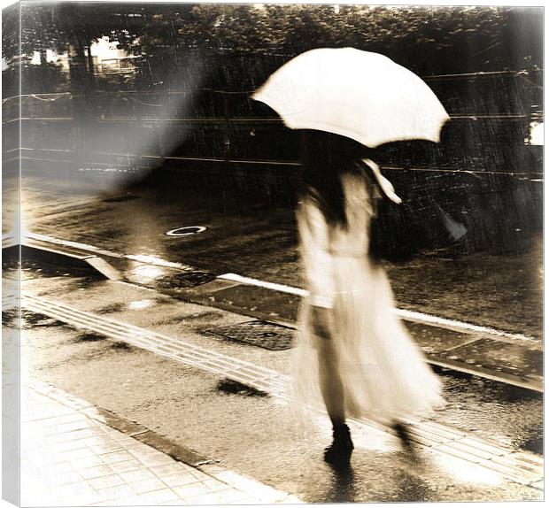 girl in rain Canvas Print by david harding