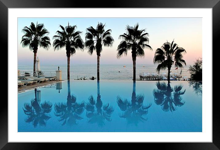 Antalya, Turkey, Pool Palm Trees Framed Mounted Print by Robert Cane