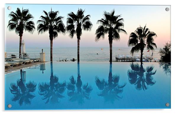 Antalya, Turkey, Pool Palm Trees Acrylic by Robert Cane